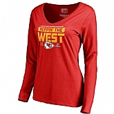 Women Chiefs Red Long Sleeve 2018 NFL Playoffs Reppin' The West T-Shirt,baseball caps,new era cap wholesale,wholesale hats